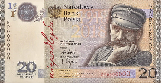 CIEKAWY Nr SERII 20 zł / 2018 r. - Niepodległość