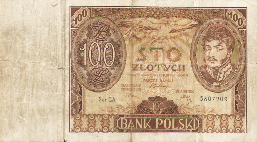 POLSKA Banknot 100 zł / 1934 r. X.X. - seria C.A.