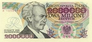 POLSKA Banknot 2.000.000 zł / 1992 r. X (z BŁĘDEM) - seria A