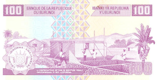 BURUNDI Banknot 100 Franków / 2011 r.