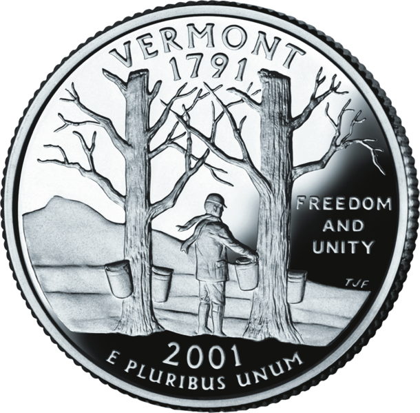 USA: 25 Centów / 2001 r. - Vermont (nr 14)
