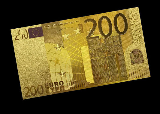 Banknot złocony, kolorowany: 200 Euro