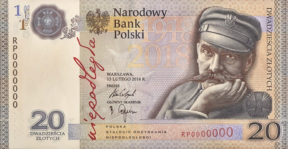 NISKI Nr SERII  20 zł / 2018 r. - Niepodległość - 483
