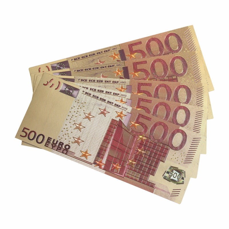 Banknot złocony, kolorowany: 500 Euro