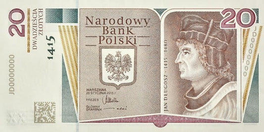 Banknot 20 zł / 2015 r. - 600. rocznica urodzin Jana Długosza