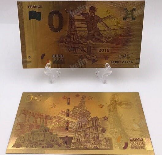 Banknot złocony:  "0" -  zero Euro / Francja
