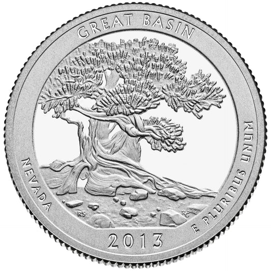 USA:  25 Centów / 2013 r. -  Park Narodowy Wielkiej Kotliny (nr 18)